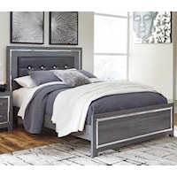 Glam Queen Platform Bed with Upholstered Headboard