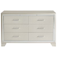 Glam Six Drawer Dresser with Mirror Accents