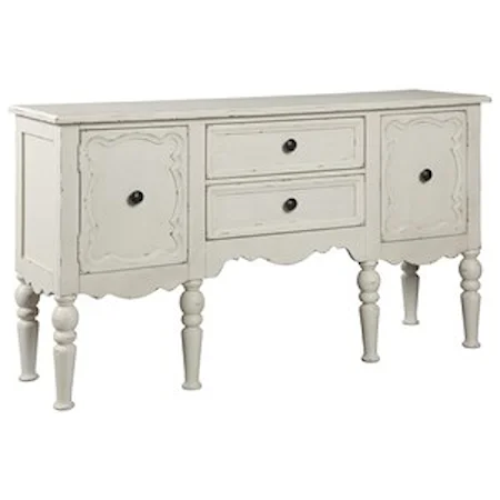 Cottage Style Console/Accent Cabinet in Antique White Finish