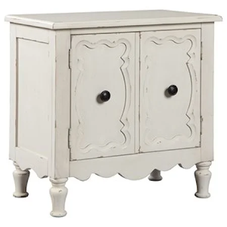 Cottage Style Two Door Accent Cabinet in Antique White Finish