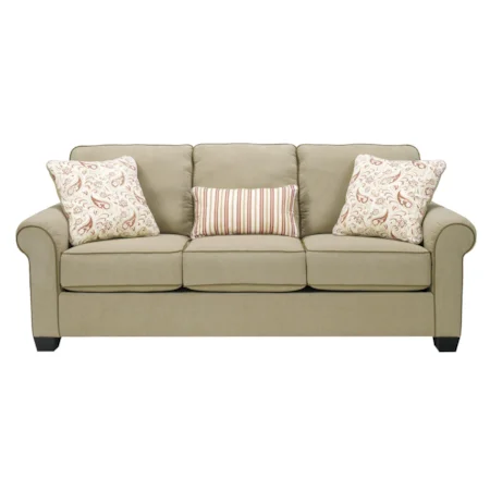 Casual Queen Roll Arm Sofa Sleeper