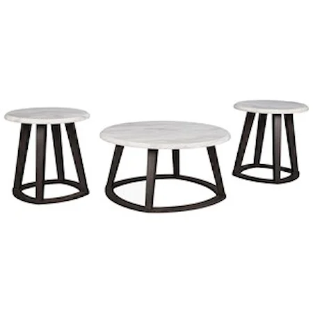 Contemporary Occasional Table Set with Faux Marble Top