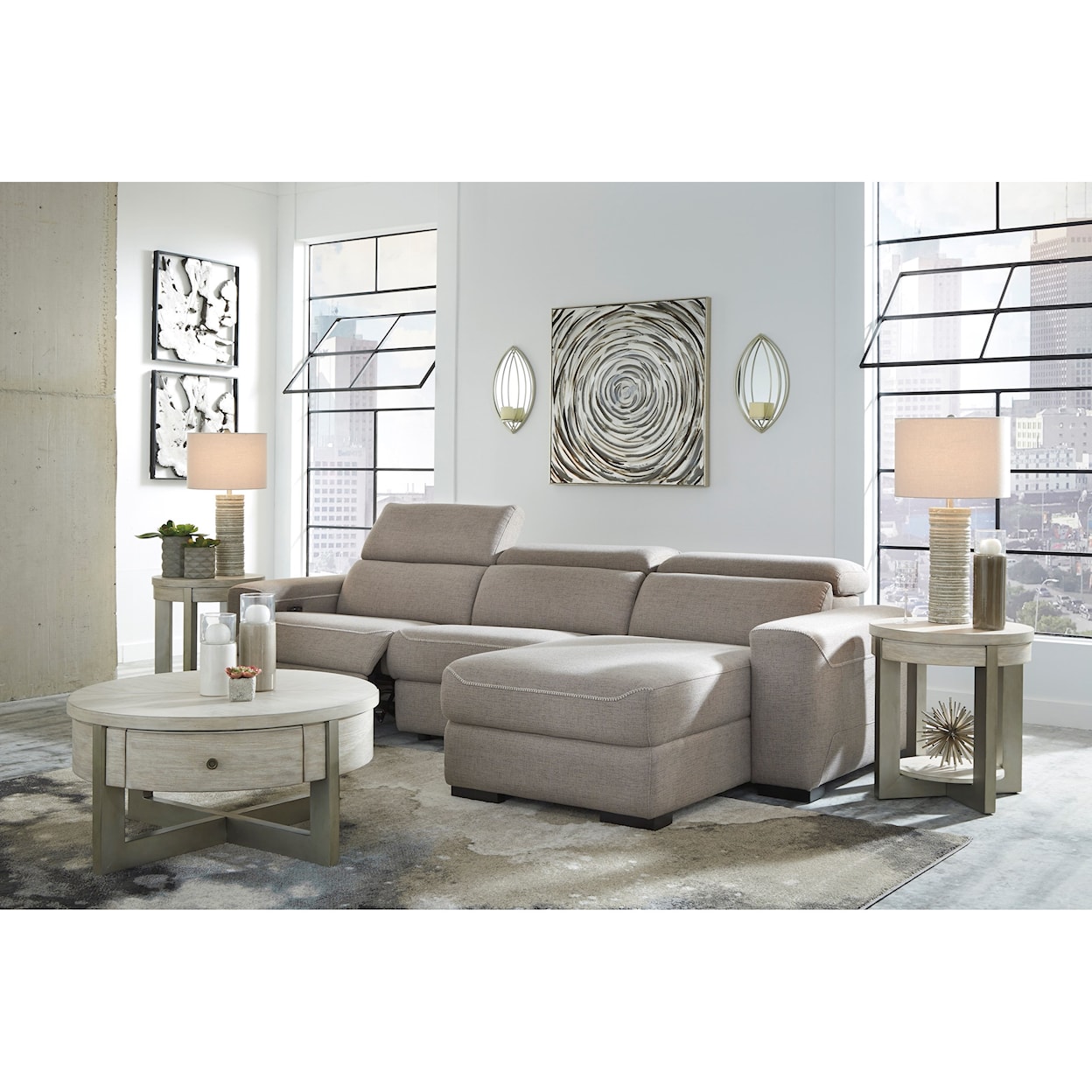 Signature Design by Ashley Mabton 3-Piece Power Reclining Sectional w/ Chaise
