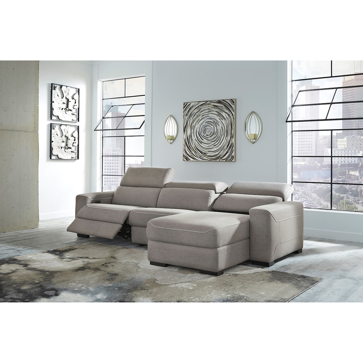Signature Design by Ashley Mabton 3-Piece Power Reclining Sectional w/ Chaise