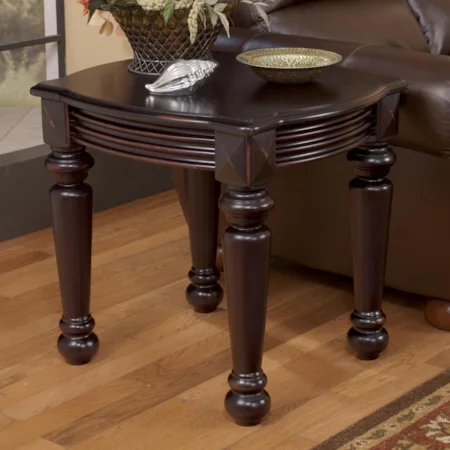 Rectangular End Table with Rubbed Black Finish