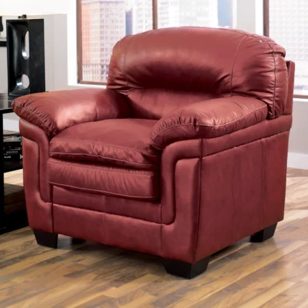 Leather Match Chair with Pillow Arms