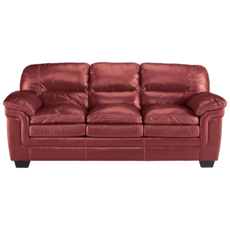 Leather Match Sofa with Pillow Arms