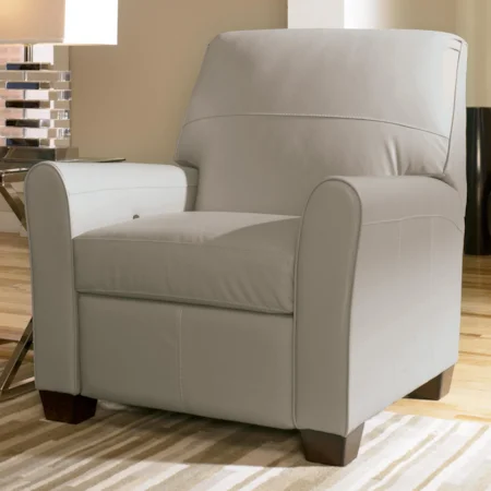 Leather Match Low Leg Recliner w/ Power