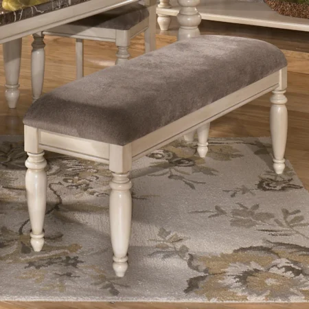Dining Room Bench with Textured Brown Chenille Seat