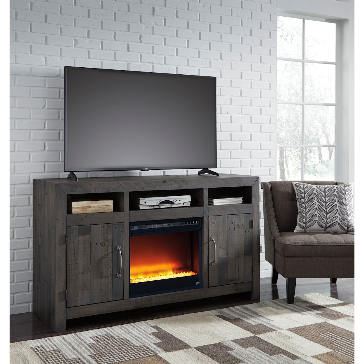 Signature Design by Ashley Furniture Mayflyn Large TV Stand with Fireplace Insert