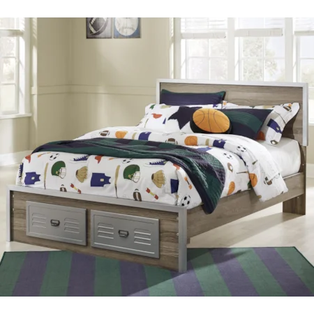 Full Bed with Locker Style Footboard Drawers