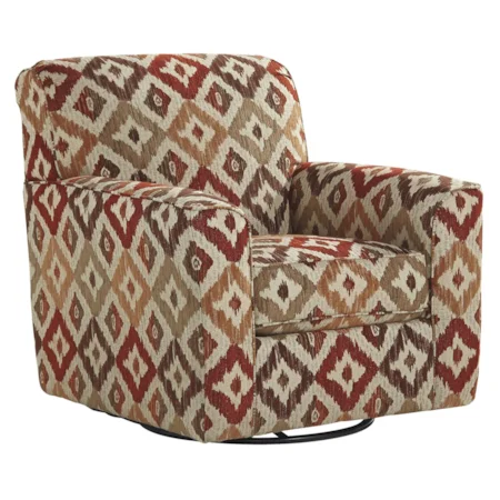 Casual Swivel Accent Chair with Track Arms