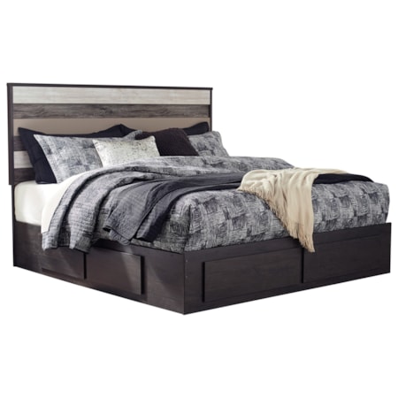 Contemporary King Panel Bed with Under Bed Storage