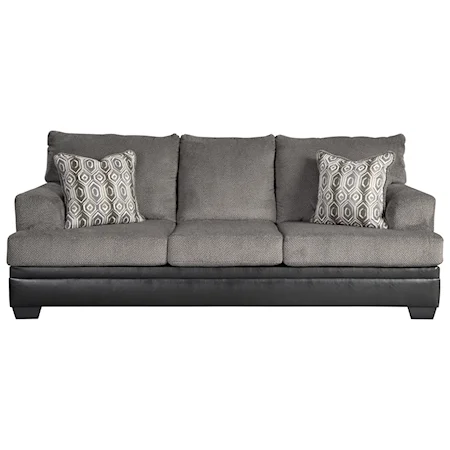 Contemporary Sofa with Two Tone Upholstery