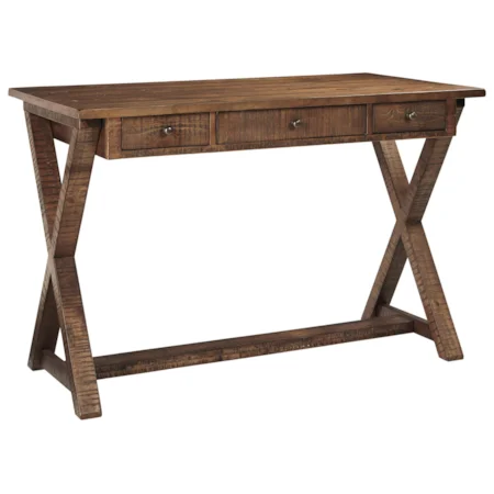 Pine Veneer Home Office Large Leg Desk with X-Base