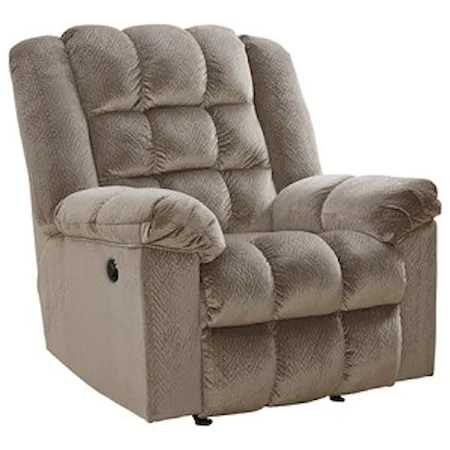 Casual Biscuit Tufted Rocker Recliner with Power