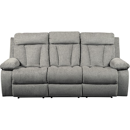 Casual Reclining Sofa with Drop Down Table