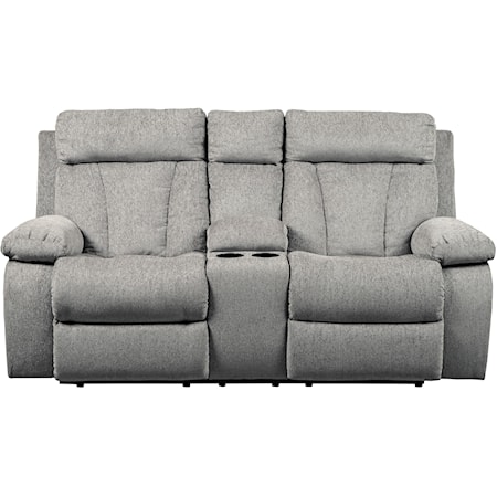 Casual Double Reclining Love Seat with Console