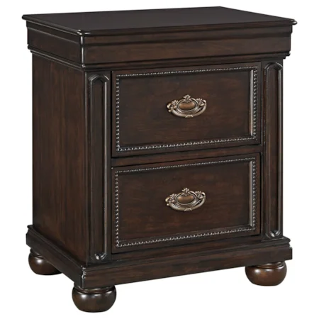Two Drawer Night Stand in Cherry Finish