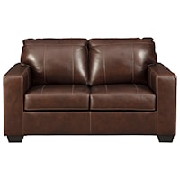 Contemporary Leather Match Loveseat