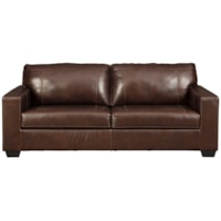 Contemporary Leather Match Sofa with Track Arms and 2 Seat Cushions