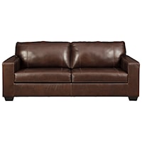 Contemporary Leather Match Queen Sofa Sleeper with Memory Foam Mattress