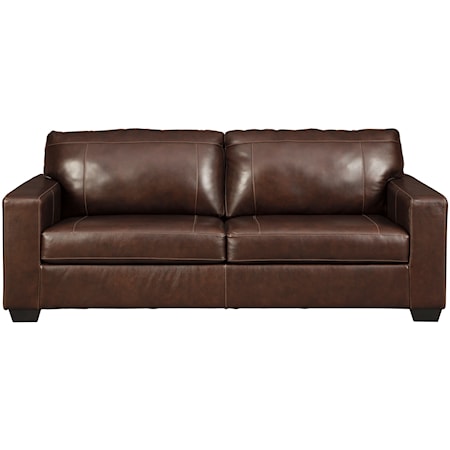 Contemporary Leather Match Queen Sofa Sleeper with Memory Foam Mattress