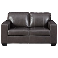 Contemporary Leather Match Loveseat