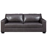 Contemporary Leather Match Queen Sofa Sleeper with Memory Foam Mattress