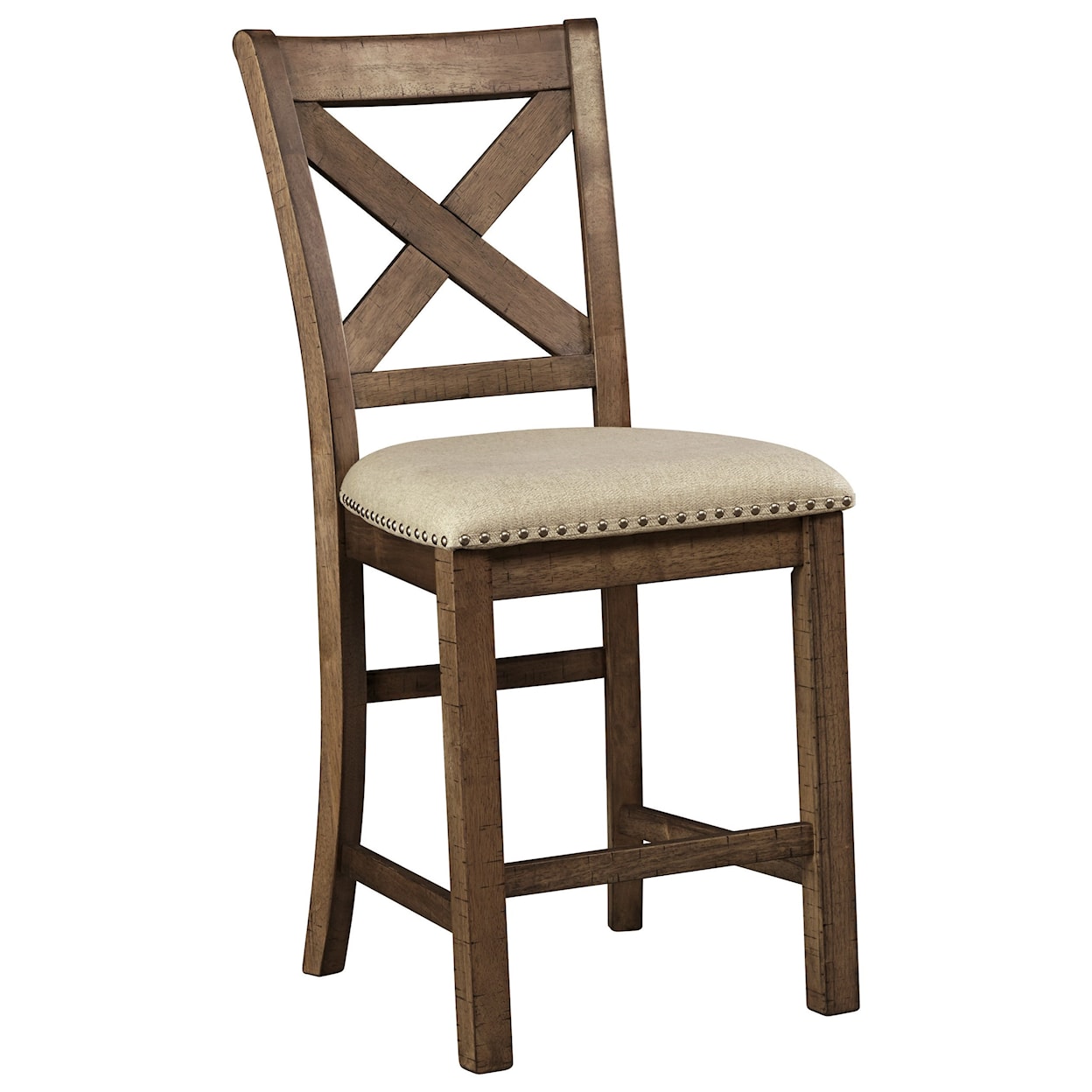 Signature Design by Ashley Moriville Upholstered Barstool With X-Back