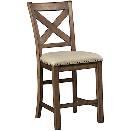 Upholstered Barstool With X-Back