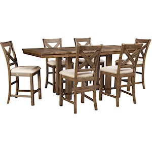 Signature Design by Ashley Moriville 7-Piece Rectangular Ext Counter Table Set