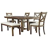 Ashley Furniture Signature Design Moriville 6-Piece Table and Chair Set with Bench