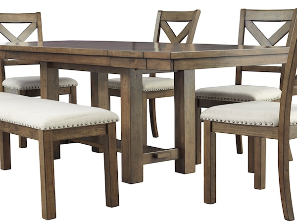 6-Piece Table and Chair Set with Bench