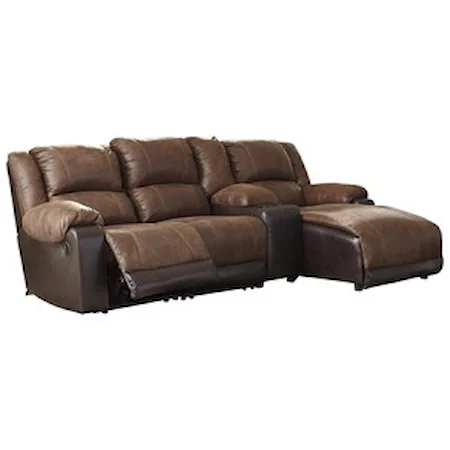 Reclining Chaise Sofa with Storage Console