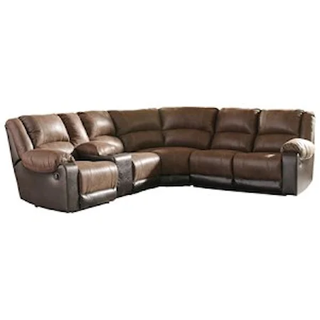 Faux Leather Reclining Sectional with Console