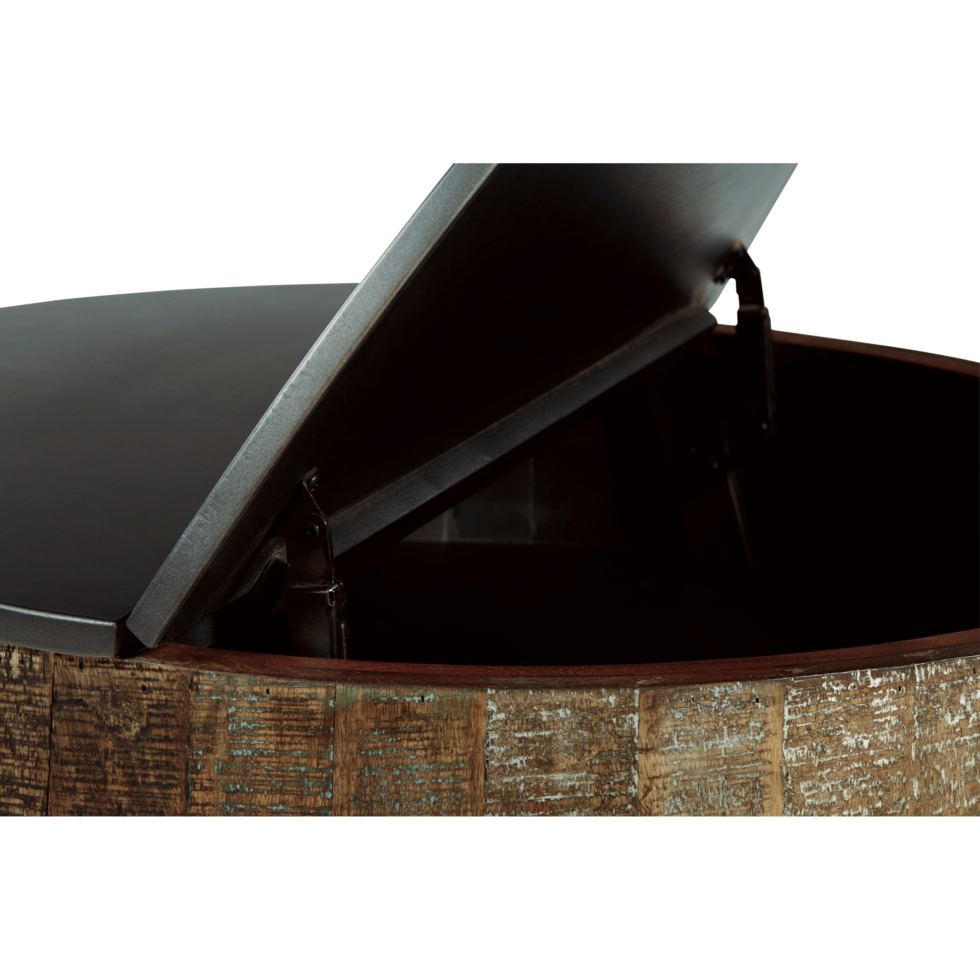 Ashley Furniture Signature Design Nashbryn T2408 Rustic Round Cocktail Table with Metal Base