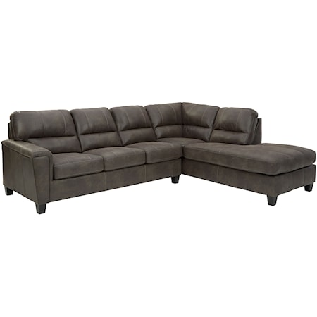 Faux Leather 2-Piece Sectional with Right Chaise