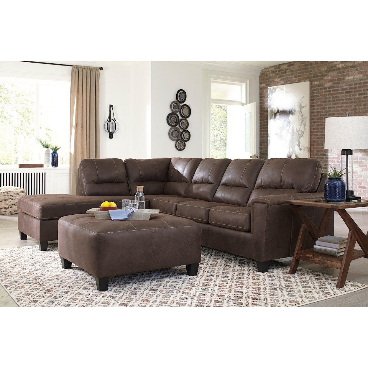 Signature Nash Chestnut Oversized Accent Ottoman