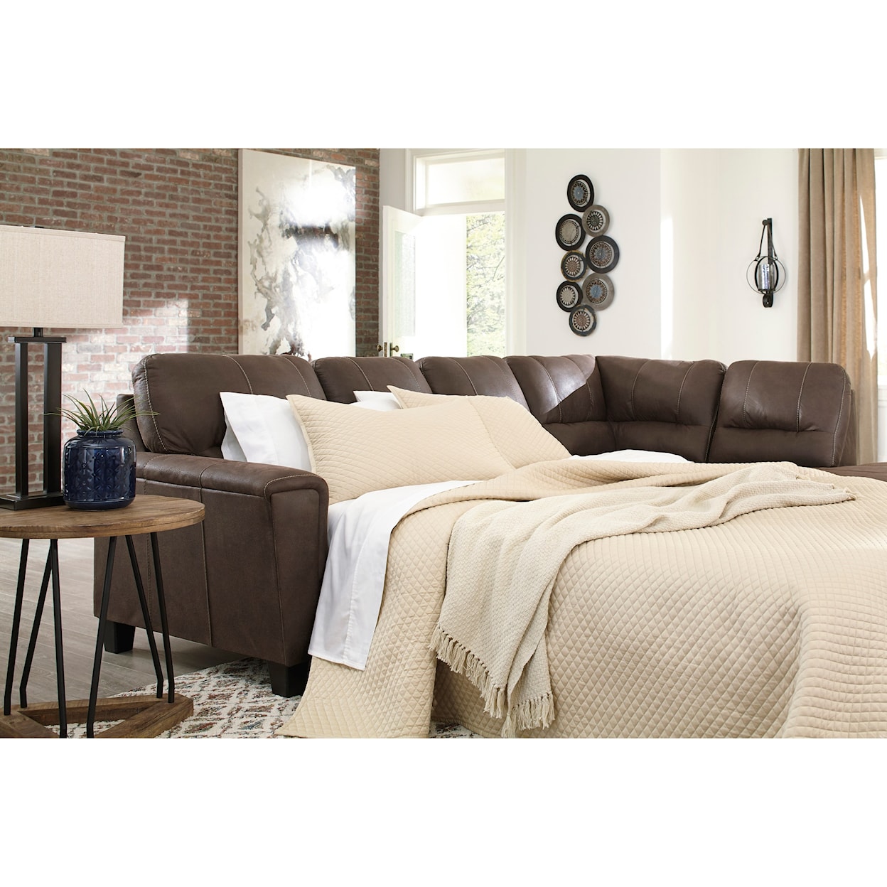 Ashley Signature Design Navi 2-Piece Sectional w/ Right Chaise & Sleeper