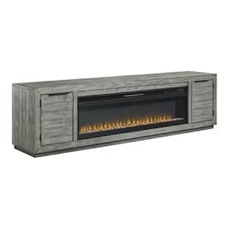 Rustic 92" TV Stand with Electric Fireplace