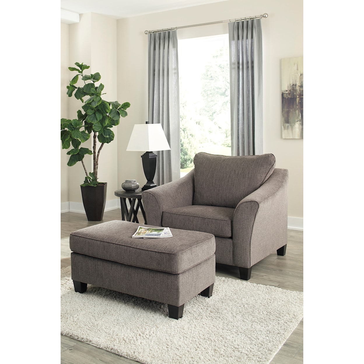 Ashley Furniture Signature Design Nemoli Chair and a Half & Ottoman