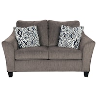 Transitional Loveseat with Flared Arm