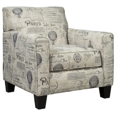 Accent Chair with Paris Script on Linen-Like Fabric