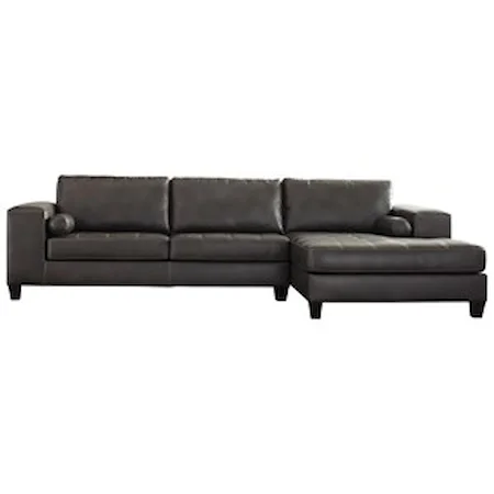 Contemporary Faux Leather Sectional with Right Chaise