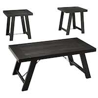 Industrial Rectangular Occasional Table Group with Planked Top