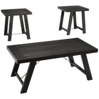 Industrial Rectangular Occasional Table Group with Planked Top