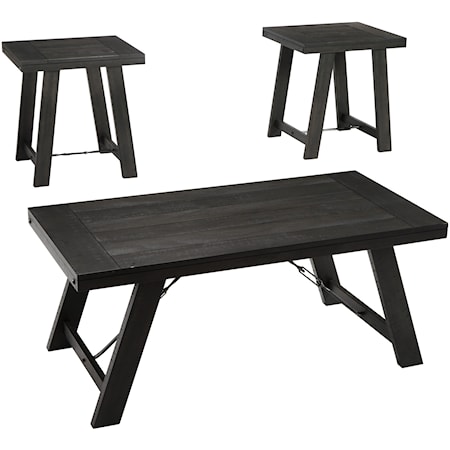 Industrial Rectangular Occasional Table Group with Planked Top