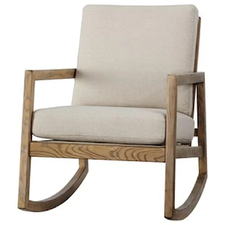Upholstered Rocking Accent Chair with Exposed Wood Frame