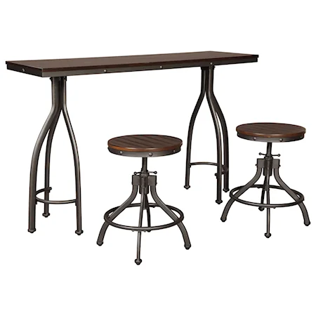 Industrial 3-Piece Rectangular Counter Table Set